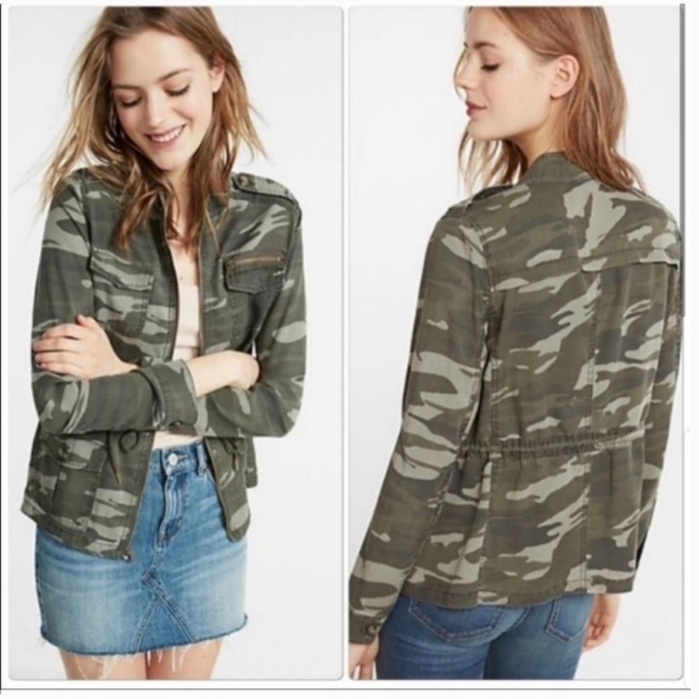 Express Green Camouflage Utility Jacket